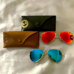 Ray-Ban Aviator Set of two. Blue and Orange mirror